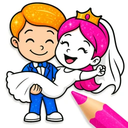 Bride and Groom Coloring book icon